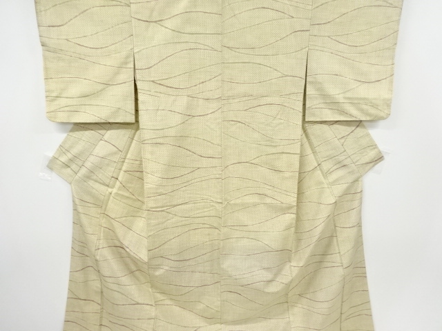 JAPANESE KIMONO / ANTIQUE KIMONO / SILK / HAND WOVEN TSUMUGI / WAVY STRIPE